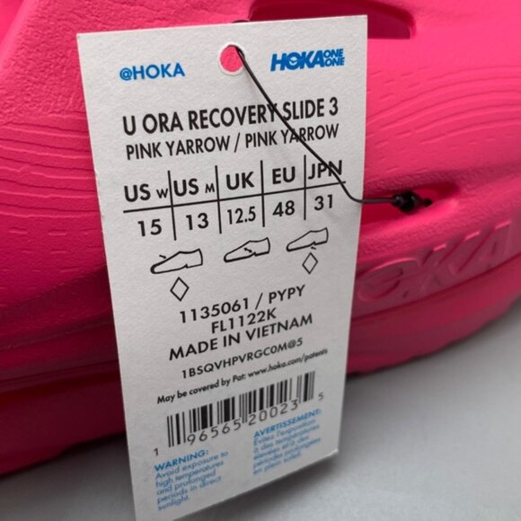 Hoka One Ora Pink Running Recovery Slide 3 Sandals Men’s Sz 13 Women\'s Sz 15 NWT main image 4